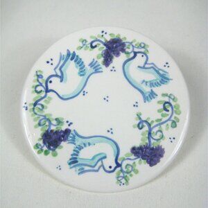 Decorative Ceramic Coaster Hand Painted Doves Grapes Horwitz Trivet